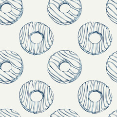 Donut Hand Draw Sketch Pattern Vintage Background