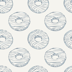Donut Hand Draw Sketch Pattern Vintage Background