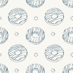 Donut Hand Draw Sketch Pattern Vintage Background