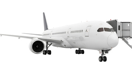 Obraz premium Airplane with jetway isolated on transparent background, ready for boarding