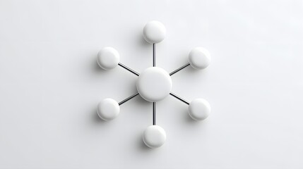 Abstract Geometric Design Representing Connectivity with Spheres and Lines on White Background