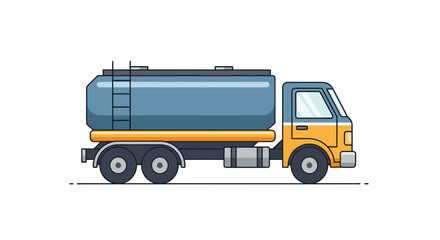 Stylized Tanker Truck Vector Illustration on Clean White Backdrop