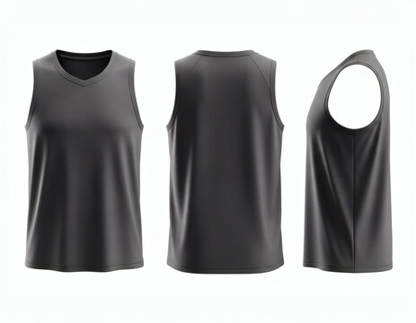 Basketball uniform template design for basketball club, tank top jersey mockup front, back, and side view