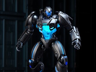 Sleek Futuristic Robot with Blue Neon Accents