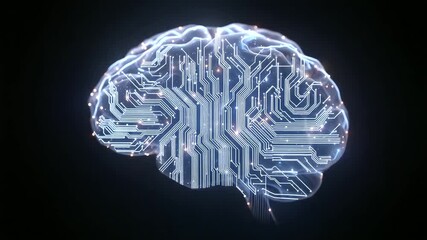 Futuristic digital brain with neural network connections, data flowing - Powered by Adobe