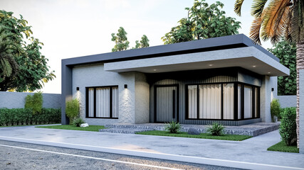 3D illustration of a premium one-story villa 2
