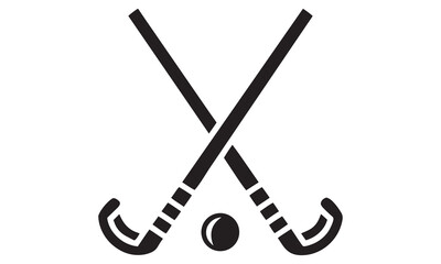 Crossed Hockey Sticks with Ball Vector Icons