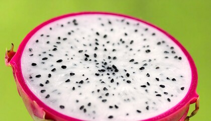 Obraz premium Dragon Fruit Slice with Closeup, and White Flesh.