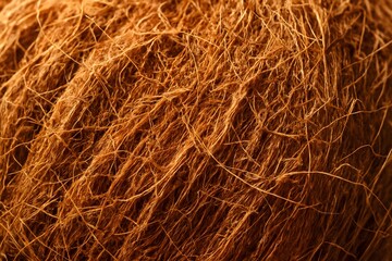Close Up of Brown Wool Yarn Texture with Fine Fibers and Warm Color