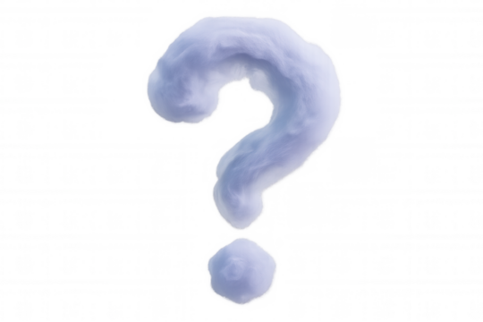 Fluffy cloud forming a question mark on a transparent background, perfect for asking questions in a dreamy and surreal way - Powered by Adobe
