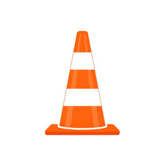Bright Orange Traffic Cone with Reflective Stripes