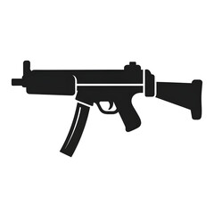 Dark Silhouette of a Submachine Gun Icon