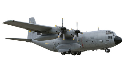 Military cargo plane isolated on transparent background