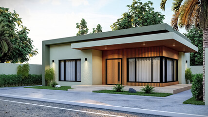 3D illustration of a deluxe one-story villa 2