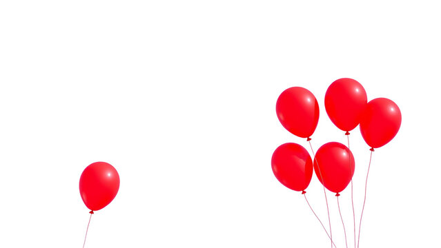 Realistische rote Luftballons, geb&uuml;ndelt, isoliert auf transparentem Hintergrund, perfekt f&uuml;r Party- und Festdesigns.