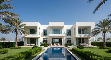 Luxury villa with lush landscaping in Dubai