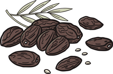 Realistic Raisins on Stem Illustration. Fresh Raisins Cluster Artwork. Raisins with Stalk Realistic Design. Organic Raisins Stick Illustration. Dried Grapes on Stem Artwork. Natural Raisins Cluster