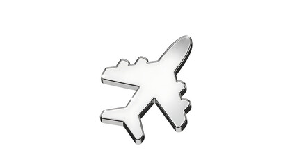 Fototapeta premium Shiny metal airplane icon isolated on transparent background, a symbol of flight
