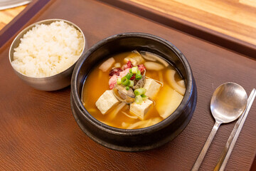 Korean traditional food. Soybean paste stew