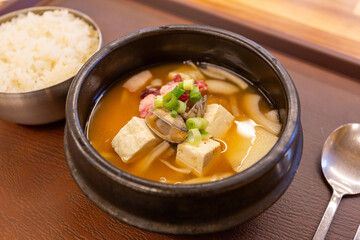 Korean traditional food. Soybean paste stew