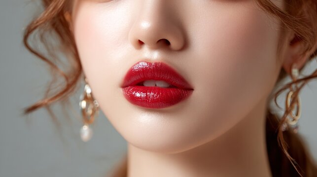 Applying romantic red lipstick in natural lighting a beauty tutorial for flawless makeup application