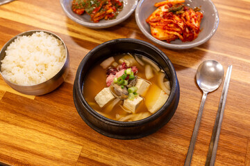 Korean traditional food. Soybean paste stew