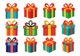 Colorful Gift Boxes with Ribbons and Bows for Holiday Celebrations and Occasions