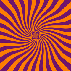 Vibrant retro burst background with orange and purple spiral radiating from the center point for bold design