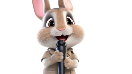 Cute White Rabbit Isolated on White Background