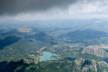 Fototapeta premium Selva lake from east aerial, San Biagio Saracinisco, Italy