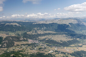 Pescasseroli historical mountain village aerial, L'Aquila, Italy
