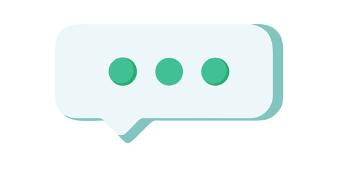 modern flat speech bubble with three animated-style dots inside, for use on websites or applications.