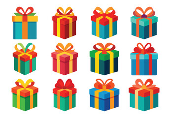 Collection of Colorful Gift Boxes with Bows for Celebrations and Special Occasions