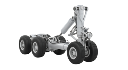 Airplane landing gear isolated on transparent background for safe landing