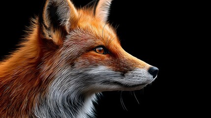 Fototapeta premium Majestic Profile of a Red Fox Captured in the Wilderness with Rich Textures and Vibrant Colors