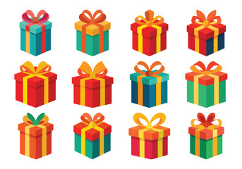 Colorful Gift Boxes with Ribbons and Bows for Celebrations and Holidays