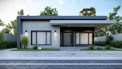 3D illustration of a premium one-story villa 1