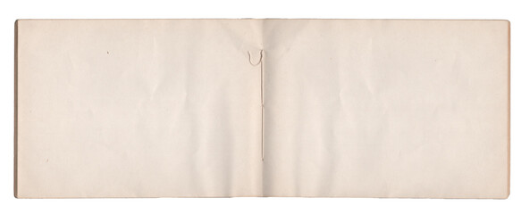 Open Vintage Oblong Notebook With Empty Aged Blank Pages - High Resolution Isolated