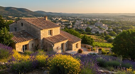 Provence farmhouse with panoramic city views in France showcasing modern elegance