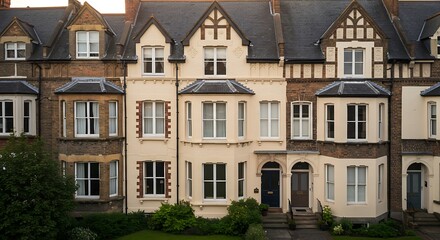 Fototapeta premium Victorian townhouse featuring stunning architectural details in UK showcasing modern elegance