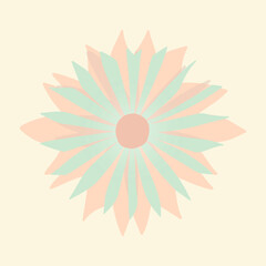 Abstract Pastel Flower with Overlapping Petals and Center.