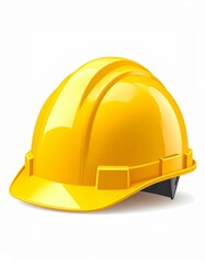 A bright yellow hard hat, commonly used for construction or industrial safety, is shown against a white background.