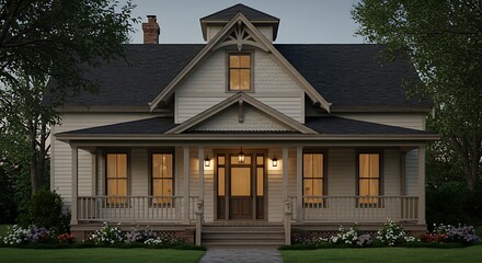 Farmhouse exterior featuring stunning architectural details in USA showcasing modern elegance