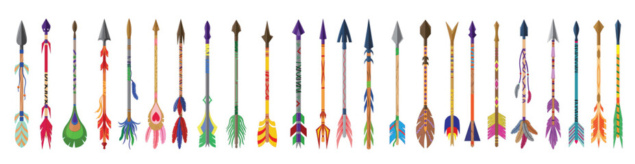 Set of Arrows with Feathers vector