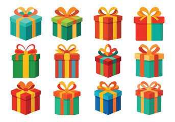 Colorful Gift Boxes Vector Illustration for Christmas Birthday or Other Celebrations