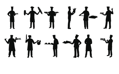 set of illustrations of baker man silhouettes
