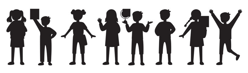 set of school kids boys and girls in uniform vector