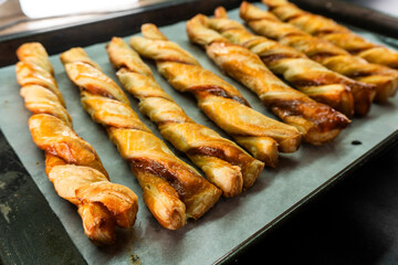 Caramel and puff pastry Twist. Puff pastry. Dessert