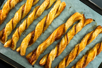 Caramel and puff pastry Twist. Puff pastry. Dessert