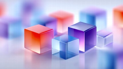Obraz premium A captivating abstract design of colorful, translucent cubes with a glossy finish and depth effect.